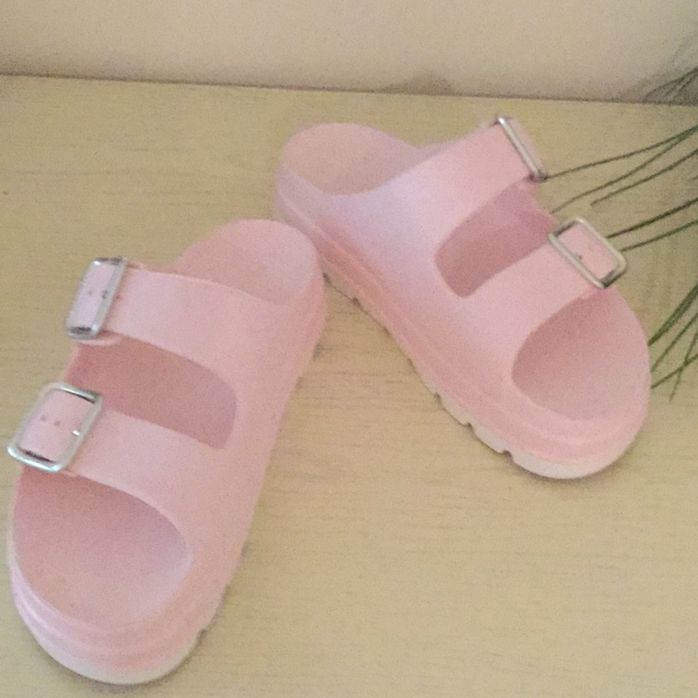 JSlides Pink Platform Sandals